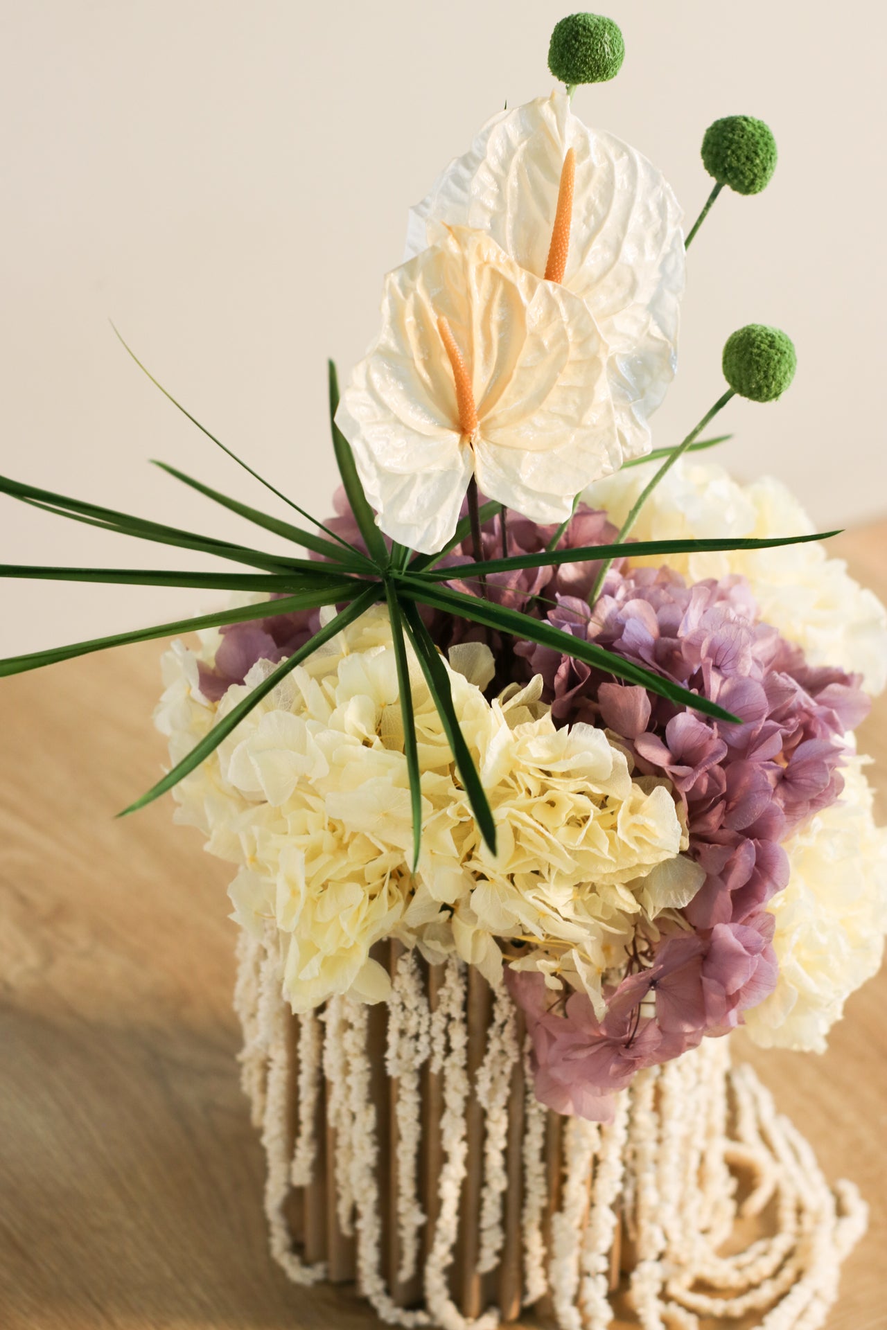 Grande Lunare, composizione di fiori stabilizzati