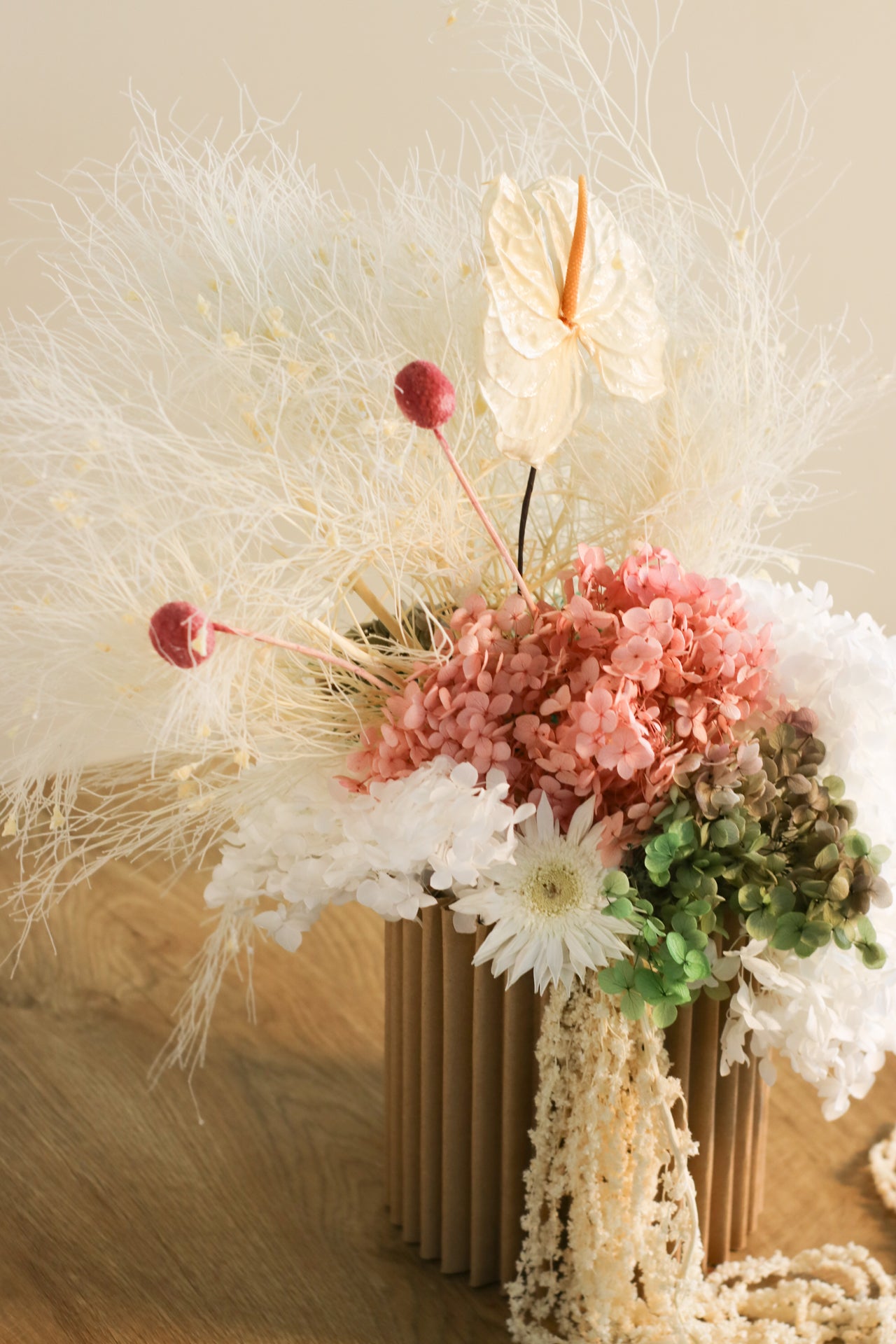 Grande Candido, composizione di fiori stabilizzati