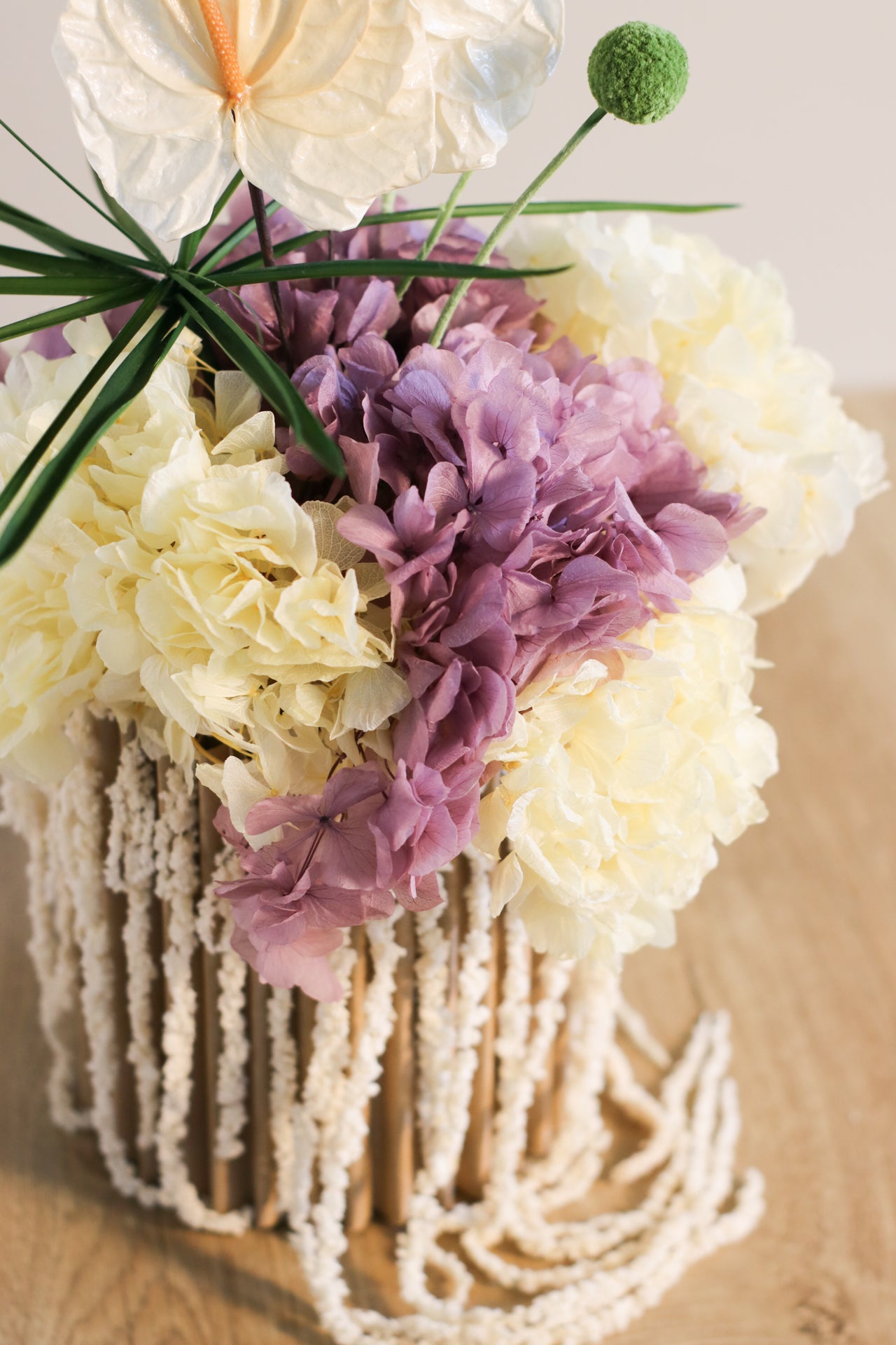 Grande Lunare, composizione di fiori stabilizzati