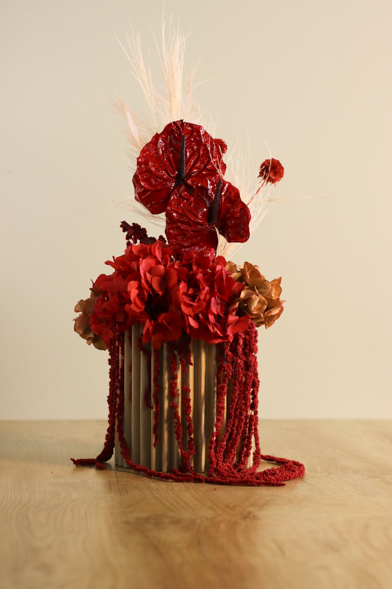 Grande Cardinale Rosso, composizione di fiori stabilizzati